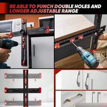 1pc 2-In-1 Drill Positioning Ruler, Combination Square, T-Square, Cabinet Hardware Positioning Clamp, Drawer Installation Woodworking Tool, 4-In-1 Drill Positioning Ruler, 35cm Long, Multi-Function Cabinet Hardware Positioning Clamp, Metric T-Square, Black Marking Gauge Tool - A - View 7