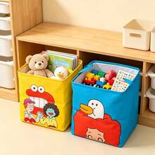 1pc Cartoon Toy Storage Basket, Waterproof, Foldable, Car-Friendly, Large Capacity Baby Snack Toy Clothing Storage Bin - Multicolor - View 4