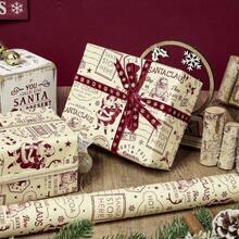 1 Roll Of Wrapping Paper Featuring Arctic Postal And Santa Claus Motifs, Printed On Coated Paper; Suitable For Christmas, Holiday Decorations, Birthday Parties, Gift Wrapping, And Holiday Gift Boxes-Dimensions: 43 Cm * 500 Cm (17 Inches * 16.4 Feet) - Multicolor - View 9