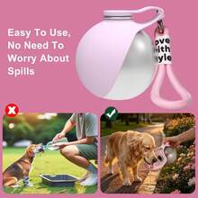 Portable Cat And Dog Water Bottle 285ML Stainless Steel Travel Dog Water Dispenser With Bowl Anti Overflow Small Dog Water Bottle, Suitable For Walking And Hiking Small Cats And Dogs Water Bottle (2 Colors Optional) - Pink - View 5