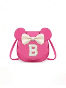 1pc Girls' Popular Cartoon Ear Crossbody Bag, Bowknot Towel Letter Small Purse, Cute Princess Coin Purse Gift For Girls - Hot Pink - View 36