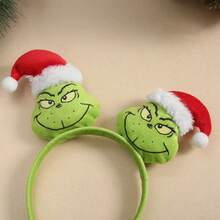 Panini Cute Grinch Plush Decorative Headband, Christmas Hat Design Green Headband, Holiday Costume Accessory, Christmas Party Photo Prop - One Size Fits All - View 2
