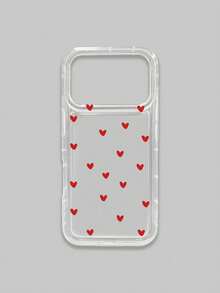 Luxury Heart Element Fashion Shockproof Heart Pattern 1pc Red Heart Pattern Transparent Shockproof Phone Premium Case Compatible With IPhone & Galaxy Cases Phone Cases Galaxy Protective Cover Compatible With IPhone 17/17 Pro/17 Pro Max/16/16 Pro Max Spring Birthday Gift - Multicolor - View 44