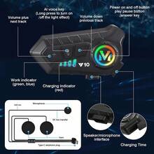 Y10 Motorcycle Helmet Wireless Headphones Bluetooth 5.3 Intelligent Noise Cancellation HiFi Sound Dual Phone Connection AI Voice Assistant 1000mAh Battery Multiple Microphones Fits All Helmets Ideal For Outdoor Riding - Y10 (No Intercom) - View 9
