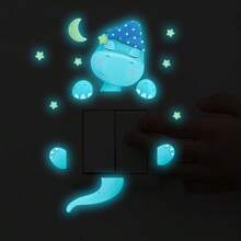 1Pc Cute Penguin Glow In The Dark Wall Sticker, Self-Adhesive Luminous Cartoon Wall Decal For Kids Room Bedroom Light Switch Home Decor - Multicolor - View 5