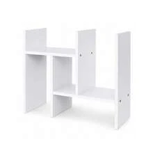 Adjustable Combination Desktop Bookshelf, Multi‑Functional Office Desk Storage Organizer Rack - White - View 1
