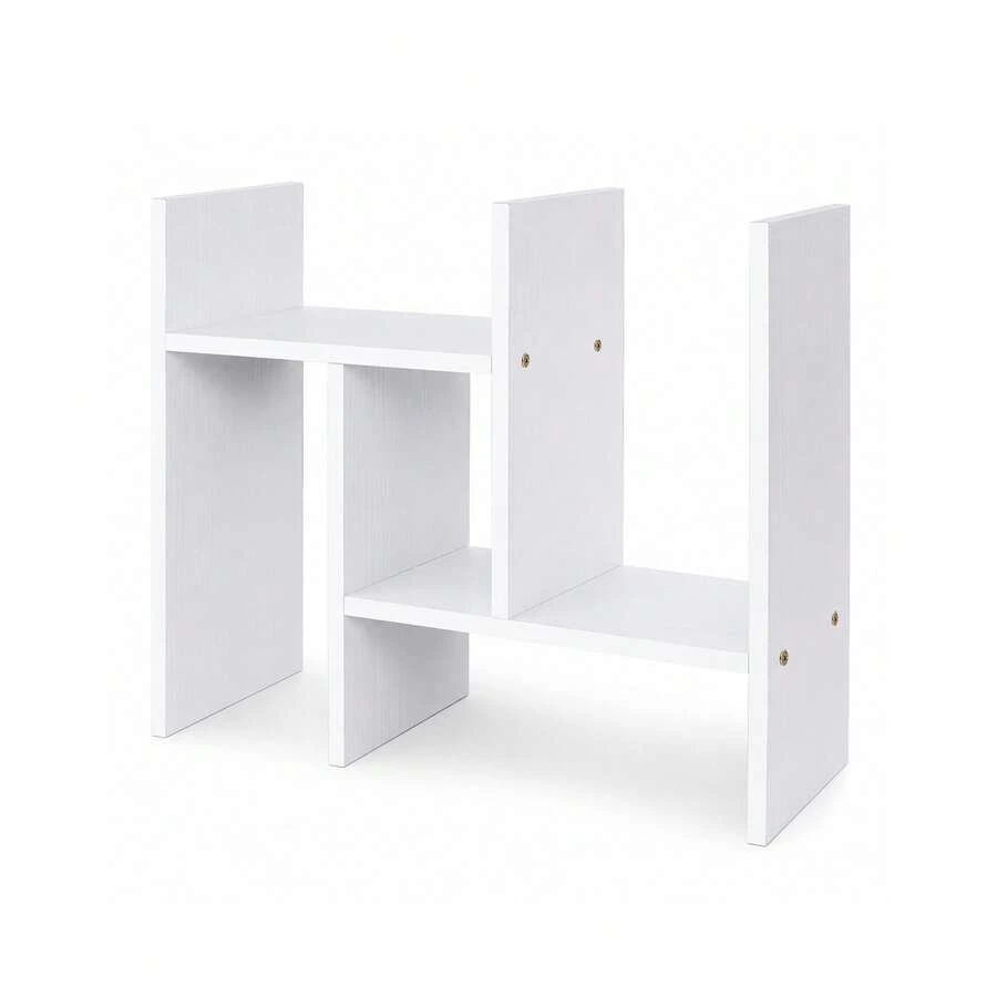 Adjustable Combination Desktop Bookshelf, Multi‑Functional Office Desk Storage Organizer Rack - White - View 1
