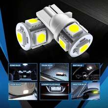 10PCS 194 LED Light Bulb 6000K Wedge T10 LED Bulb 5SMD 5050 Chips, 168 T10 2825 5SMD DC 12V Replacement Bulbs For Car Dome Map Door Courtesy License Plate Lights - A - View 6