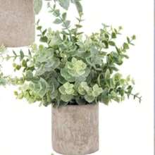 2D Acrylic Mini Potted Artificial Plant, Artificial Acrylic Eucalyptus Plant Decor, Suitable For Home, Office, Desk, Farmhouse Style Room Decoration; Mini Artificial Greenery Potted Plant, Suitable For Home Decor, Indoor Office Desk, Room, Farmhouse Style, Ideal Gift For Birthday, Graduation And Other Occasions - Green - View 2