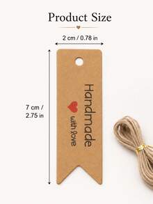 200pcs Handmade Style Gift Tags Rustic Vintage Hang Tags Labels With String For Wedding Birthday Holiday Party Gift Wrapping Packaging Crafts - Multicolor - View 2