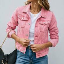 Women Denim Jackets & Coats - Pink - View 1