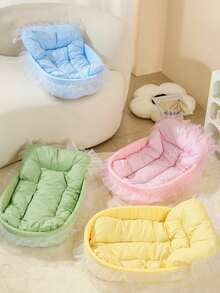 1pc Cute All-Season Pet Bed, Thick Non-Stick Mat, Washable Breathable Cat Bed Dog Bed, Super Soft Lace Edge Cat Bed, Suitable For Cats And Small Dogs Under 6kg - Multicolor - View 5