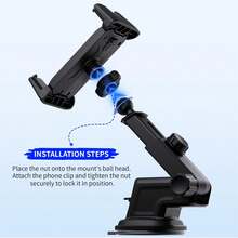 xnyocn Universal Car Mount, Suitable For Cars, Home Tablets And Smartphones - Multi-Functional Car And Desktop Stand, Adjustable Angle And Height, Convenient For Watching Programs And Navigation - Black - View 10