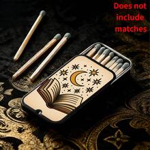 1pc Vintage Mysterious Magic Book & Star Moon Pattern Matchbox (Matches Not Included), Fashionable Exquisite Pattern Matchbox, Multi-Functional Mini Pocket Storage Box, Suitable As Holiday Gift, Small Accessory Storage Box - Multicolor - View 1