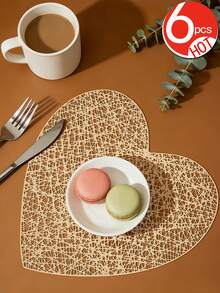 6-24pcs Hollow Heart Heat-Insulated Coasters, Vintage Lace Style PVC Round Lace Edge Non-Slip Heat-Resistant Table Mats, Suitable For Christmas Afternoon Tea Home Party - Multicolor - View 16