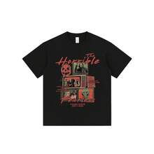 2026Summer Cotton American Retro Printed Short-Sleeve Shirt T Loose-Fitting Street Style Shirts For Students, Unisex - Black - View 2