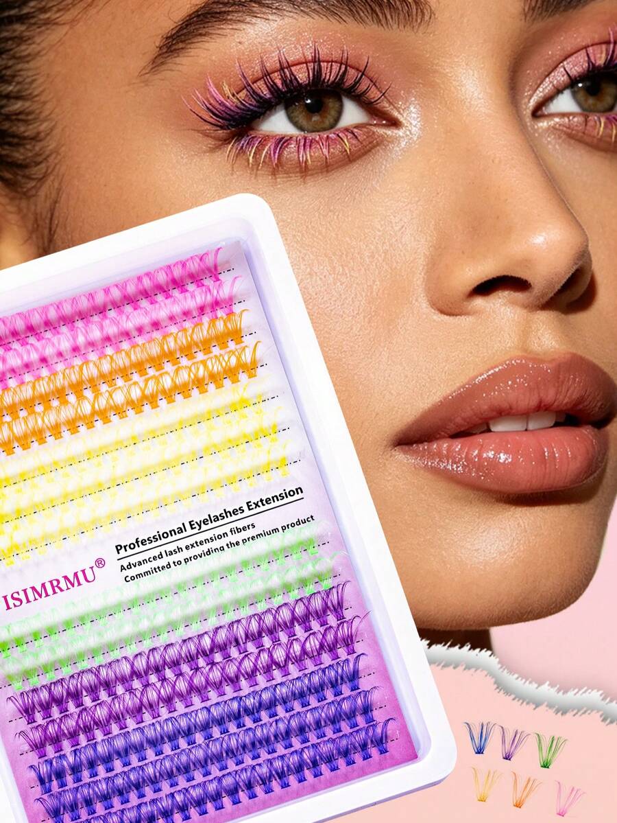 280 Clusters 30D Multi-Color Segmented Fluffy Eyelash Extensions, Soft Natural Curly Realistic Single Cluster Lashes, For Makeup Studio & DIY Personal Use - View 1