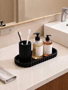 Large Capacity Bathroom Vanity Countertop Storage Tray, Decorative Silicone Storage Tray With Wavy Edge, Cosmetic Storage Tray, Coffee Table Decor Tray, Soap Dish, For Storing Detergents, Toiletries, Perfumes And Candles - Multicolor - View 6