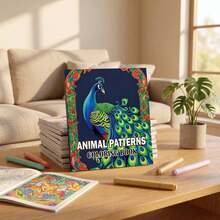 1pc Animal Patterns Coloring Book Bold And Easy For Adults Teens, Stress Relief Relaxing Big Simple Designs Thick Lines, Peacock Bird Art Gift - Multicolor - View 6