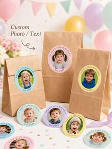Personalized Custom Birthday Photo Stickers | Glossy Coated Waterproof, Suitable For Birthday Party, Shower Party, Bachelorette Party, Birthday Gift Packaging Labels, Paper - Multicolor - View 8