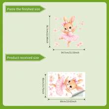 1pc Pink Ballet Rabbit Decorative Wall Sticker, Floral Butterfly Star Combination Bedroom Self-Adhesive Paper - Multicolor - View 4