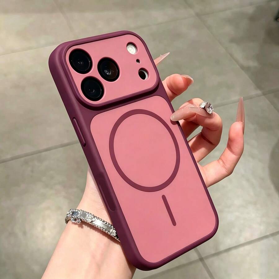 Luxury Vibrant Color Magnetic Phone Case, Compatible With IPhone 18 Pro Max 18 Pro, Supports Magnetic Wireless Charging, Comes With Screen Protector, Compatible With Iphone 16 Pro Max 17 Pro Max 16 Plus 17 12 11 15 14 13 - Cherry Red - View 1
