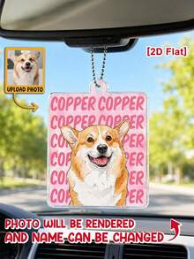 Catygift Custom Watercolor Pet Portrait Car Ornament, Rearview Mirror Auto Decor, Thoughtful Gift For Pet Owners - As Shown - View 2