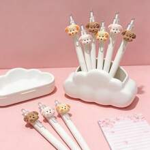1pc Random Plush Bread Dog Pendant Pen, Cute And Stylish 0.5mm Black Ballpoint Pen, INS Style Black Quick-Dry Pen, Practice Pen, Retractable Pen, For Writing And Learning - One Size - View 5