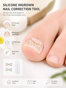 1pc X-Shaped Toenail Corrector Clip, Nickel Alloy & TPU Material Nail Correction Bracket, Flexible Invisible Nail Lift Patch, Suitable For Curved Toenails, Portable Foot Care Pedicure Tool, Suitable For Wearing Shoes And Daily Walking - Multicolor - View 5