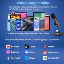 Wireless Lavalier Microphone Compatible With Iphone And Android, Widely Applicable, Noise Reduction And Clear Sound Quality, Suitable For Podcasts, Video Recording, Live Streaming, Vlogs - View 9