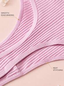4pcs/Pack Women's Sexy Thong Soft Solid Color Minimalist Underwear - Multicolor - View 7