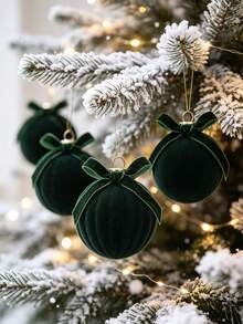 12pcs/1box Flocked Christmas Ball Ornaments With Bows, Flocked Christmas Tree Hanging Decor, Shatterproof Christmas Balls, Suitable For Home Christmas Tree Party Decoration - Multicolor - View 4