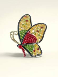 1pc Fashion Metal Insect 3D Butterfly Rhinestone Brooch Lapel Pin Decorative Multi-Purpose Pin For Women - Multicolor - View 7