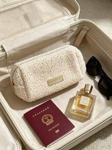 Yves Saint Laurent YSL Saint Laurent Cream Apricot Teddy Fleece Makeup Bag, Ins High-End Plush Handheld Touch-Up Pouch For Women - Plush Makeup Bag - View 4