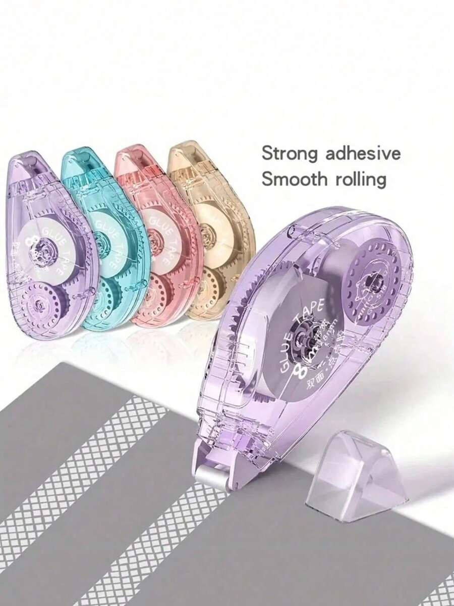 1 Roll Double-Sided Adhesive Tape, Suitable For Handicrafts, Home, School, Office, Diary, Etc. (0.31 Inch X 26.25 Feet)/(0.23 Inch X 19.69 Feet) - Multicolor - View 1
