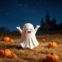5pcs Cute Ghost Mini Figurines, Mini Spooky Desktop Decorations For Halloween Party Table Decor, Halloween Tiered Tray Decor, Ghost Lover Gift, Car Console Decor, Office Desk Decor, Unique Halloween Gift Choice - Multiple Styles - View 5