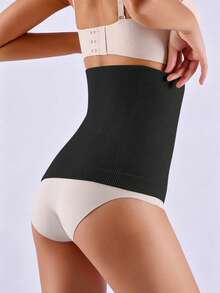 Women's Black Waist Cincher Tummy Control Solid Color Shaping Waist Belt - Black - View 2