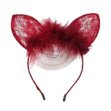 2pcs Sexy Lace Feather Cat Ear Headband, Halloween Party Cosplay Rabbit Ear Headband For Atmosphere - Multicolor - View 6