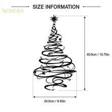 Christmas Metal Wall Decor, Swirl Tree Design, Suitable For Indoor And Outdoor Porch, Door And Living Room Holiday Wall Art - Black - View 3