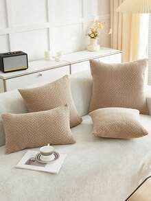 1pc Jacquard Pillowcase Sofa Cushion Cover Home Decor Protective Cover - Camel - View 8