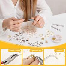 6-Compartment Storage Box With Gold Open Jump Rings Jewelry Making Kit, 4-10mm Silver Open Jump Rings, With Pliers, Tweezers And Ring Opener, For Jewelry Repair, DIY Necklace, Bracelet, Earring, Keychain Making - Multicolor - View 3