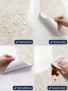 1pc Marble Pattern Waterproof Vinyl Wallpaper, Suitable For Bathroom, Table, Kitchen Cabinets, Self-Adhesive Furniture Decorative Sticker, PVC Material, Removable Wall Panels, Wallpaper, Spring Decor, Renew Your Home, Rama Decorative Sticker, Birthday & Graduation Gift - White - View 11