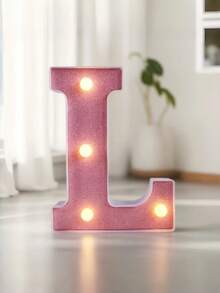 1pc Pink Sequin Glowing Letter/Number Desktop Decorative Night Light, Romantic Proposal Birthday Party Atmosphere Light, Guide Light - Q2-pink Letter Light - View 27