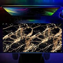 Luckybutterfly 1PC Black Gold Marble Large Mouse Pad Non‑Slip Extended Desk Mat Waterproof Gaming Keyboard Mousepad For Office Home - Black and White - View 6