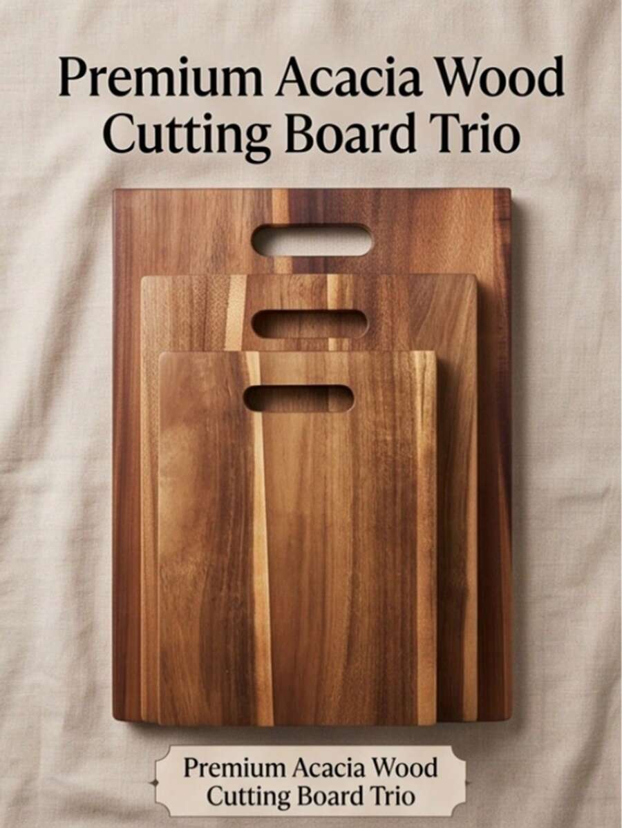 1pcAcacia Wood Cutting Board, Double‑Sided Multi‑Purpose Kitchen Accessories With Comfort Handle, For Meat Fruit Bread Cheese, Ideal Gift For Christmas Halloween Valentine's Day, For Kitchen Dining Room Camping Wedding