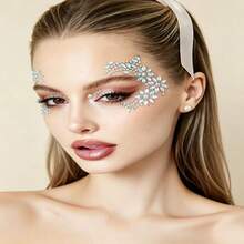 3 Styles Fashionable Sparkling Eye Jewels, Suitable For Festivals, Cosplay, Parties And Photos, Round, Party Face Decoration | Decorative Face Stickers | Artificial Diamond Stickers.,Halloween - Multicolor - View 2