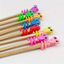 6PCS Pencil Head Face - Random Style - Big Eye Pencil Case, Unique And Interesting Shape, Durable Plastic Material, Suitable As Party Gift, Also Can Be Put In Halloween And Christmas Stockings, Adding Unique Fun To Various Occasions - A - View 1