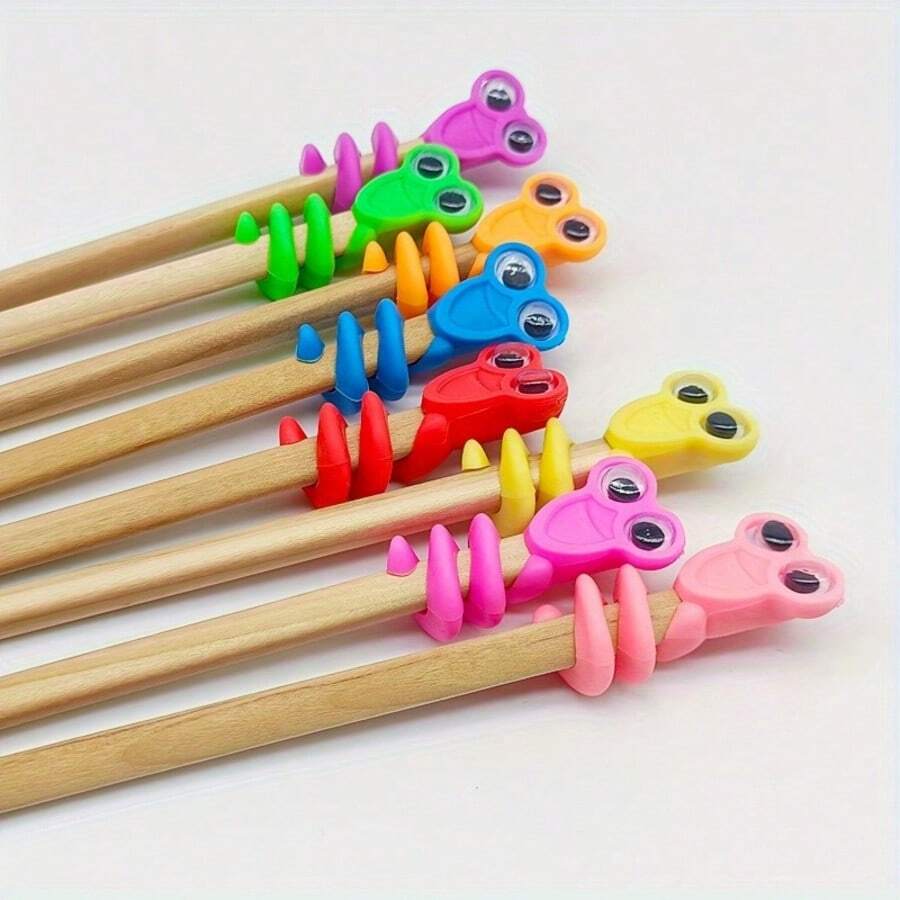 6PCS Pencil Head Face - Random Style - Big Eye Pencil Case, Unique And Interesting Shape, Durable Plastic Material, Suitable As Party Gift, Also Can Be Put In Halloween And Christmas Stockings, Adding Unique Fun To Various Occasions - A - View 1