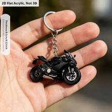 somoving 3pcs Motorcycle Design 2D Flat Acrylic Keychains, Non-3D, 0.3cm Thick, Durable Clear Printing, Cute Motorcycle Pendant, Fashionable Handbag Charm, Car Key Ring, Creative Gift For Riders And Motorcycle Enthusiasts - Multicolor - View 6