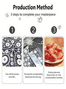 Pearl Painting Is Designed With Strawberry Pattern. DIY Handmade Sticky Diamond Creative Diamond Painting Kit With Tools And Pearl Diamond Bag. It Is A Good Home/Office Decoration, Gift For Craft Lovers, Unframed - A - View 6